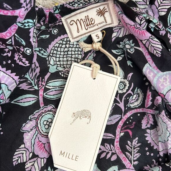 NWT MILLE Klara Floral Ruffle Cotton Midi/Maxi Dress in Tropical Night size S - Picture 13 of 14